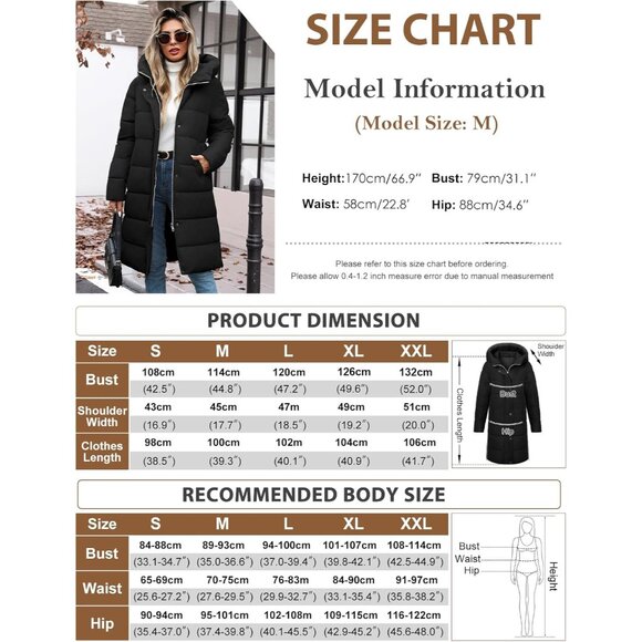 Womens Winter Long Puffer Coat Thicken Ladies Down Quilted Jacket Puffy Padded Z - Picture 5 of 9